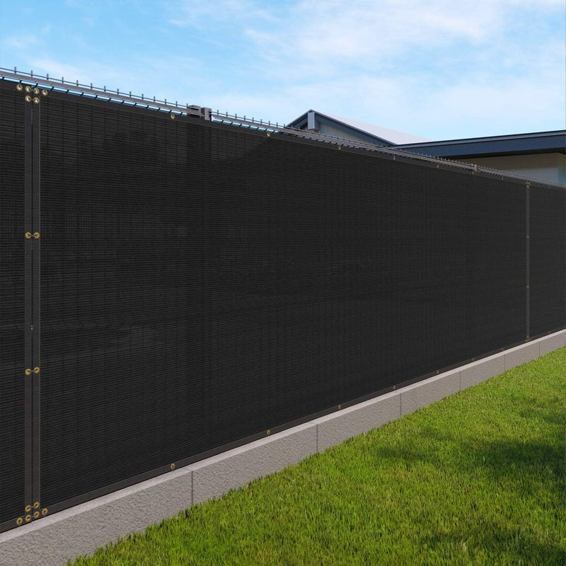 Windscreen4less 6'x50' Privacy Fence Screen Heavy Duty Windscreen Fencing Mesh Fabric Shade Net Cover for Outdoor Wall Garden Yard Pool Deck Black - Image 1